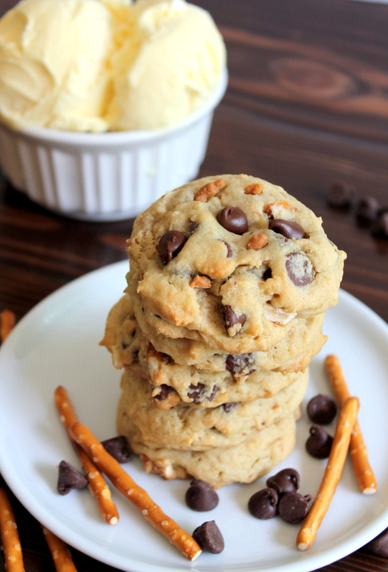 Pretzel and Ice Cream Chocolate Chip Cookies