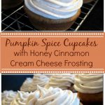 Pumpkin Spice Cupcakes with Honey Cinnamon Cream Cheese Frosting