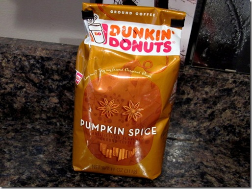 Dunkin Donuts pumpkin spice coffee, 