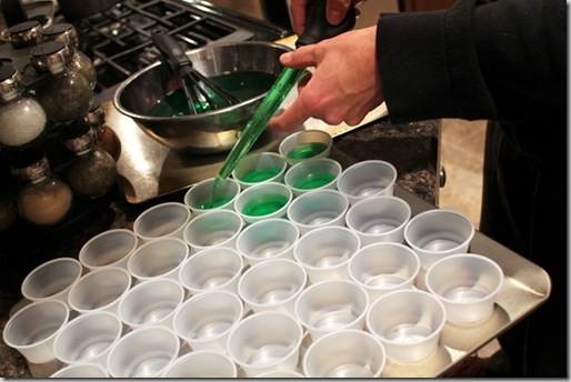 green Jell-o shots for St. Patrick's Day