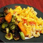 butternut squash mac and cheese and brussels sprouts