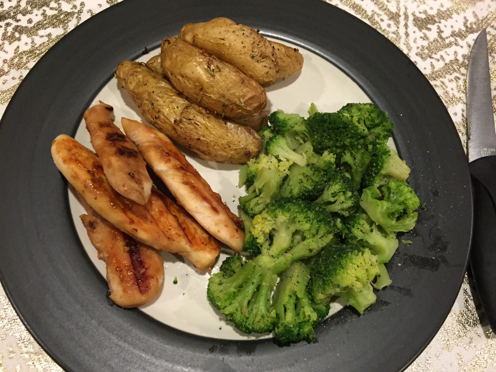 chicken potatoes broccoli