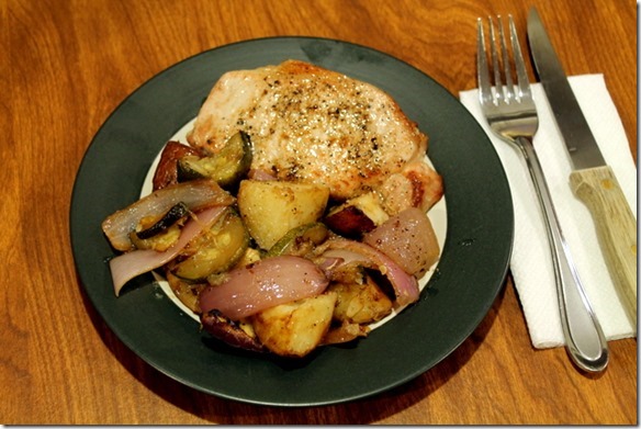 Pork Chops with Balsamic Roasted Vegetables