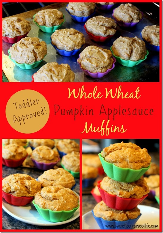 Whole Wheat Pumpkin Applesauce Muffins