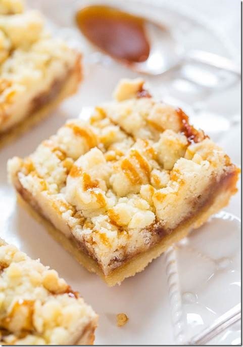 Salted Caramel Buttery Crumb Bars 