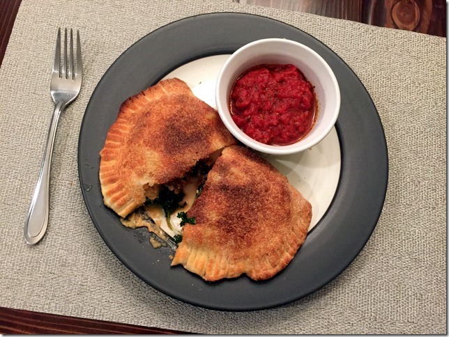 Three Cheese Calzones with Kale & Tomato Sauce